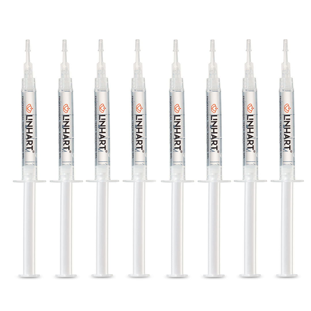 8 Pack: Professional Whitening Gel Syringe Refills + Free Whitener Gel